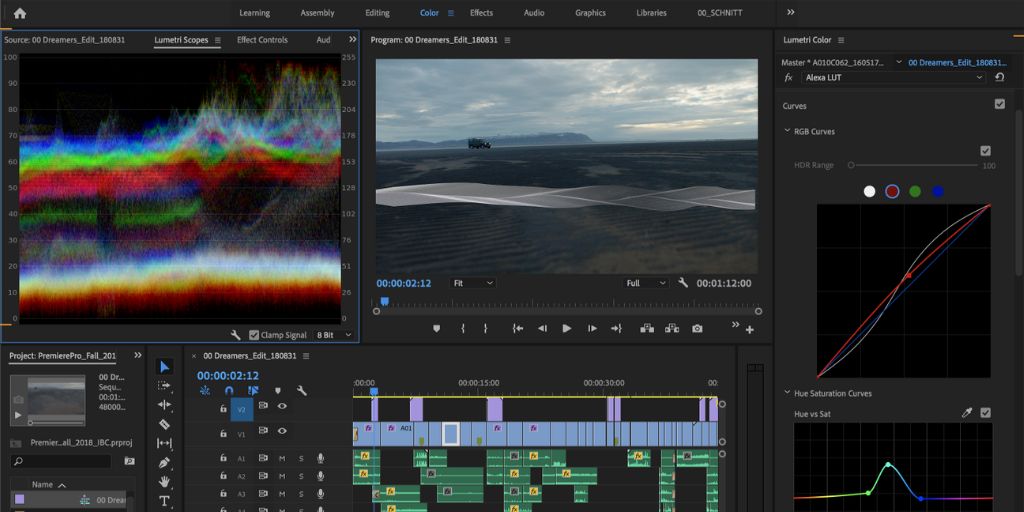 Adobe Premiere Pro Color grading software Dashboard