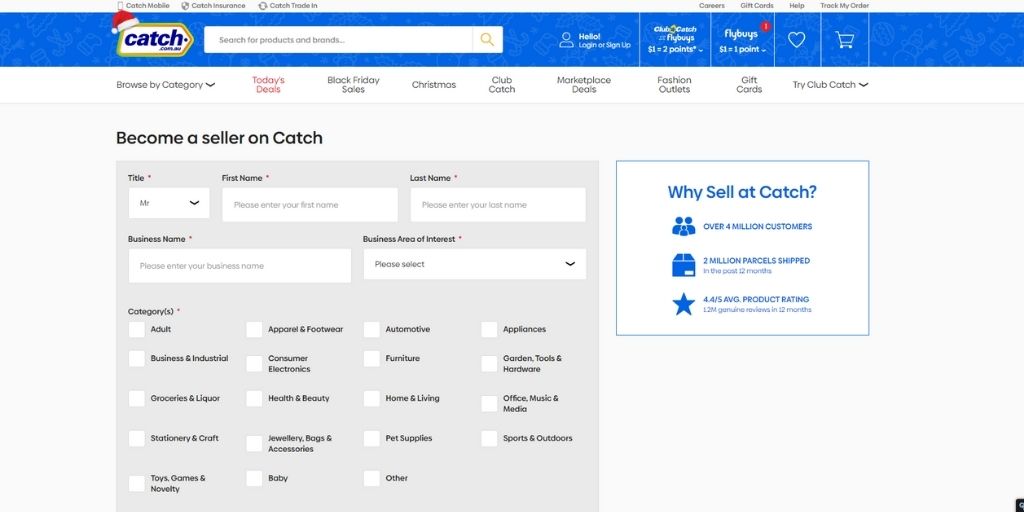 Create a Catch Seller Account