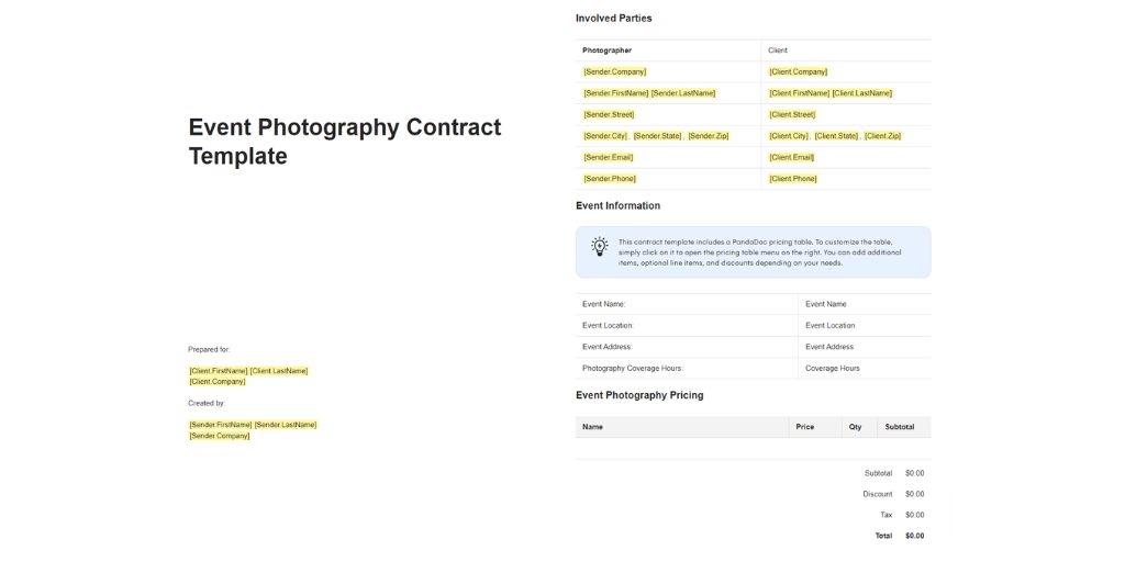 Portrait Photography Agreement Template