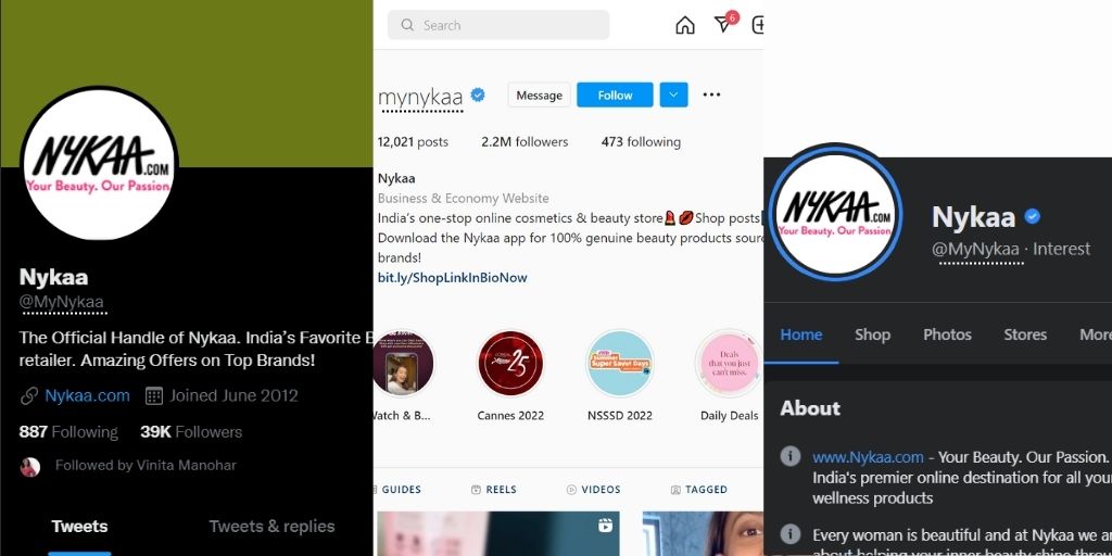 Facebook SEO Optimization - Nykaa user name