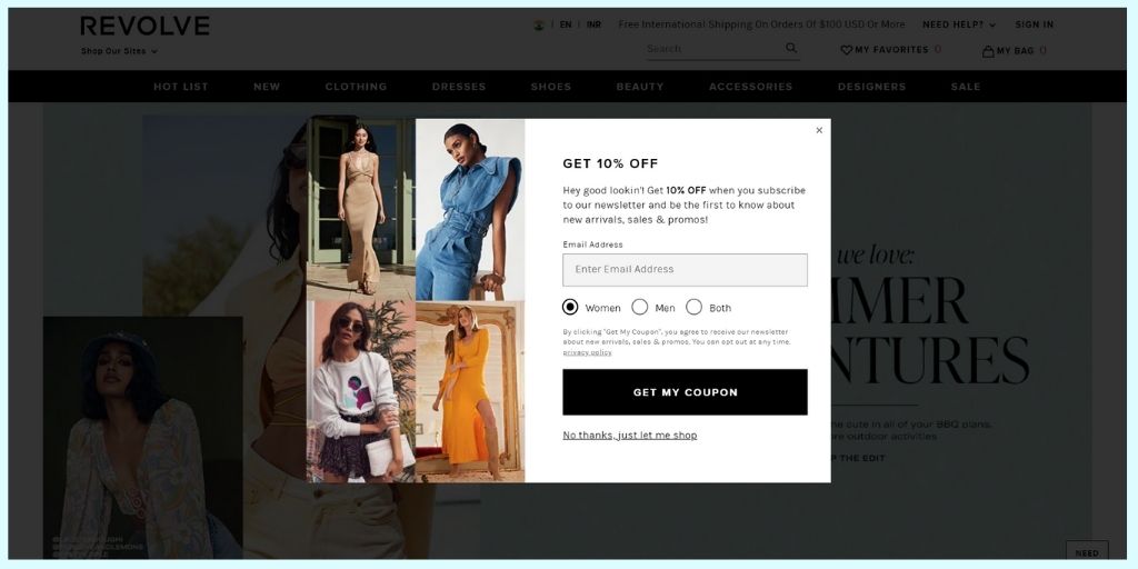 How To Increase Ecommerce User Signups For Fashion Ecommerce? - use popups