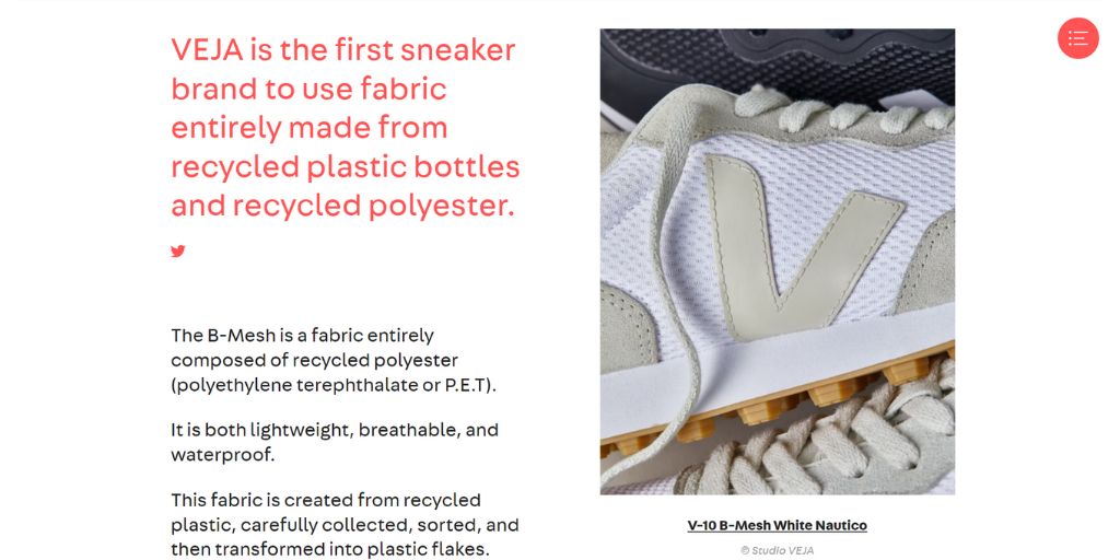 Veja Sneaker Brand Example for Showcasing fabric