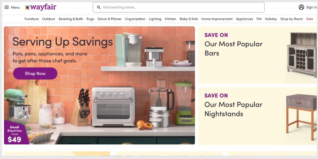 Wayfair selling site