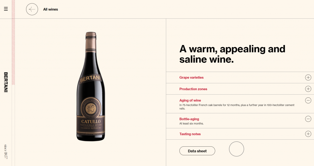 Bertani wine eCommerce product page design