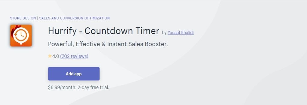 hurrify Countdown timer