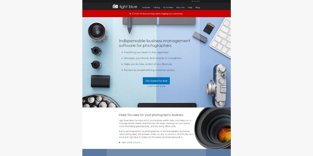 light blue photography studio management software